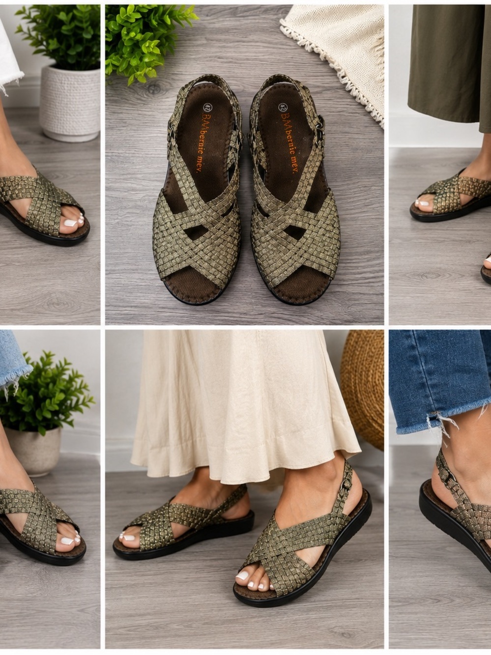 Bernie Mev Bronze Woven Comfort Slingback Sandals Size 11( 42)